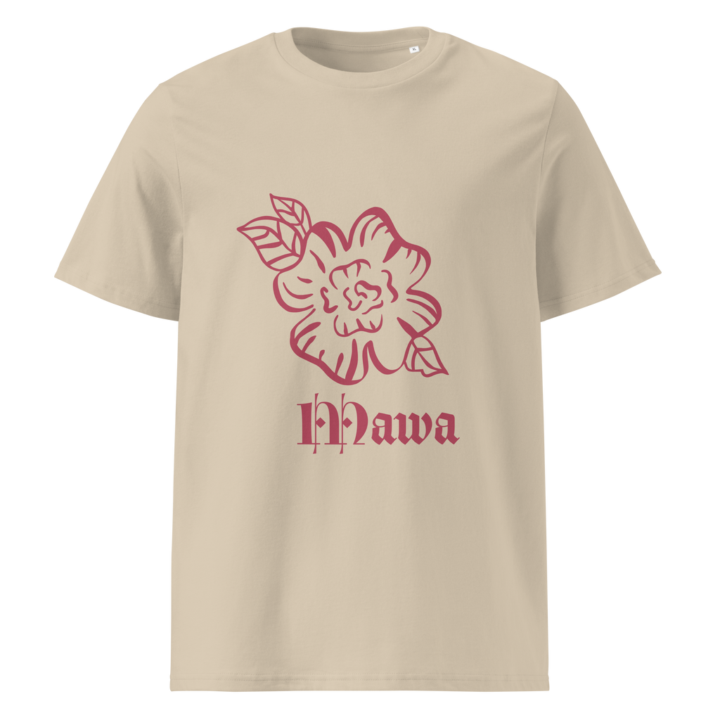 T-shirt BEIGE avant illustré par  un dessin de rose- Tchinga Yaho
