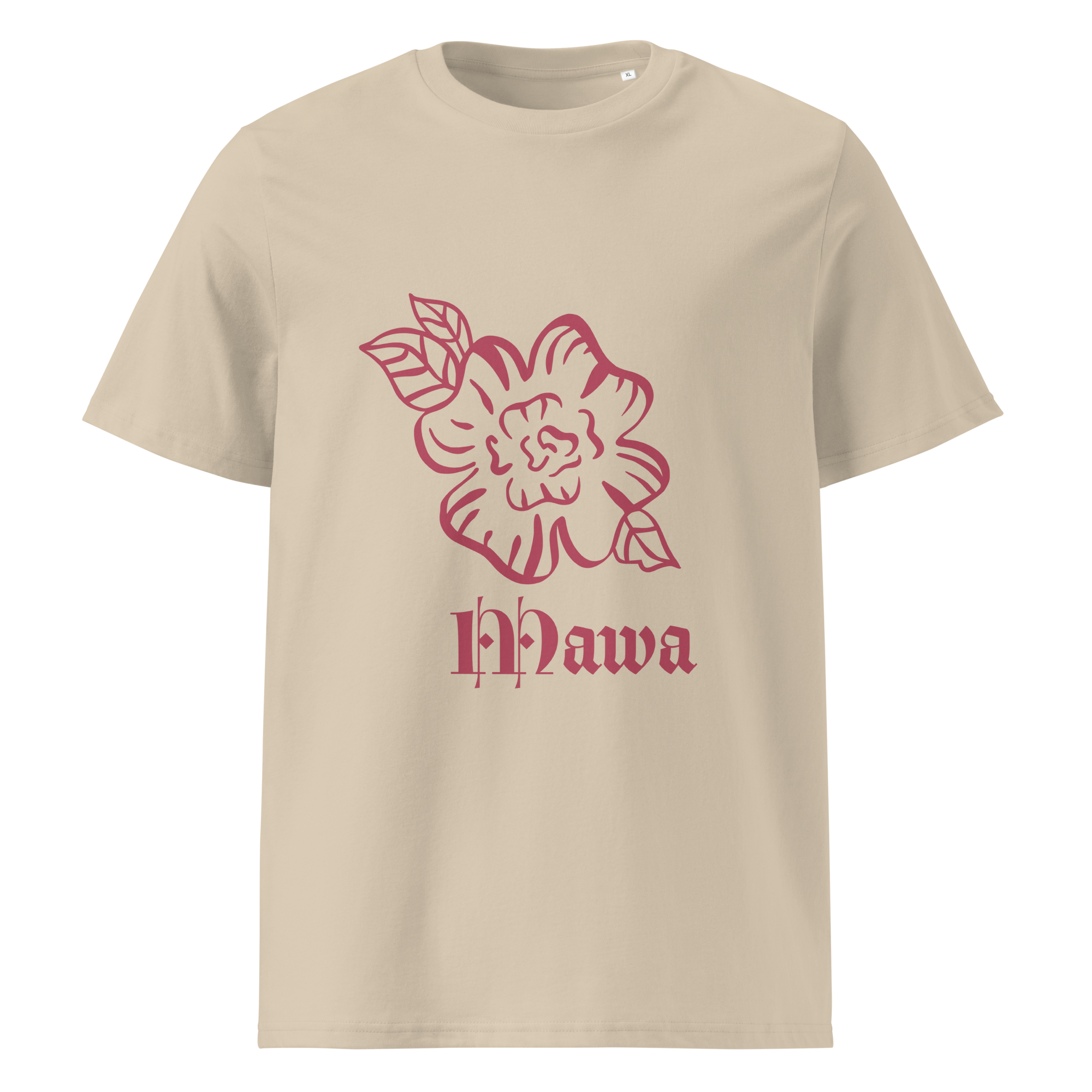 T-shirt BEIGE avant illustré par  un dessin de rose- Tchinga Yaho